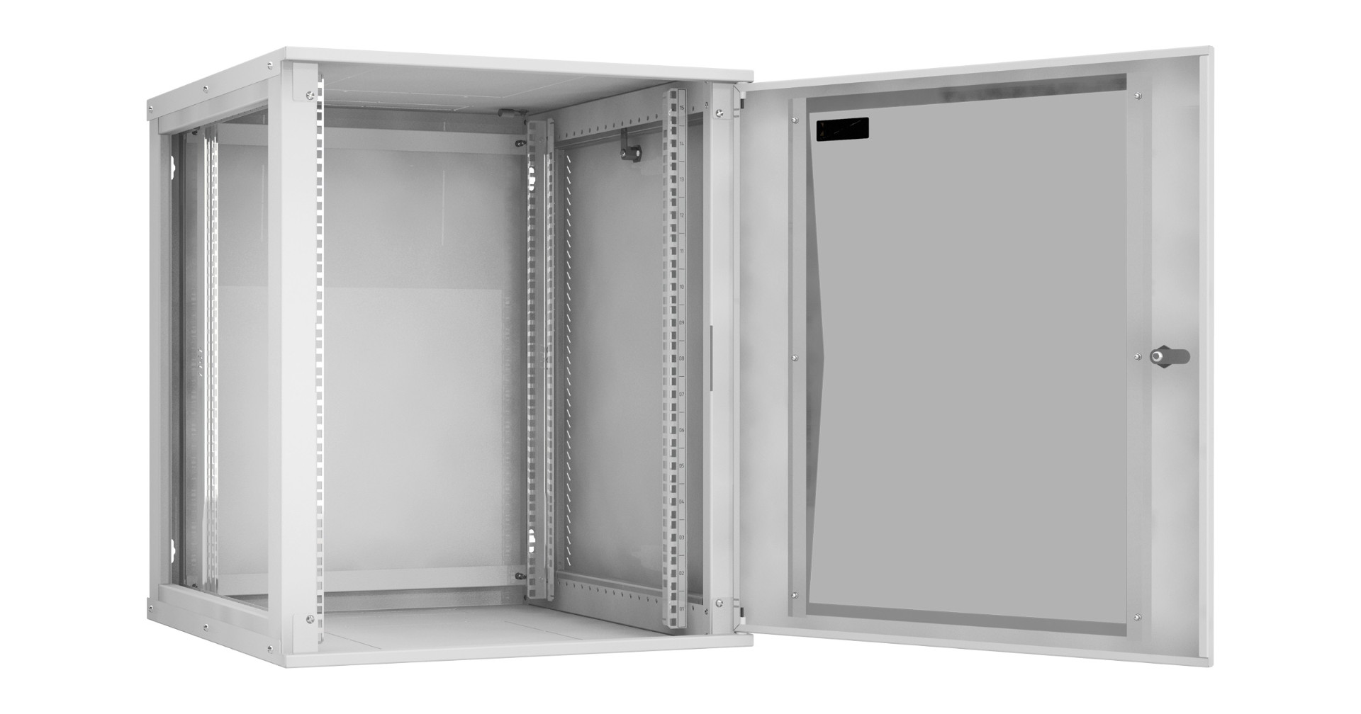Шкаф itk 19 дюймов настенный 6u 600х600 стеклянная передняя дверь серый